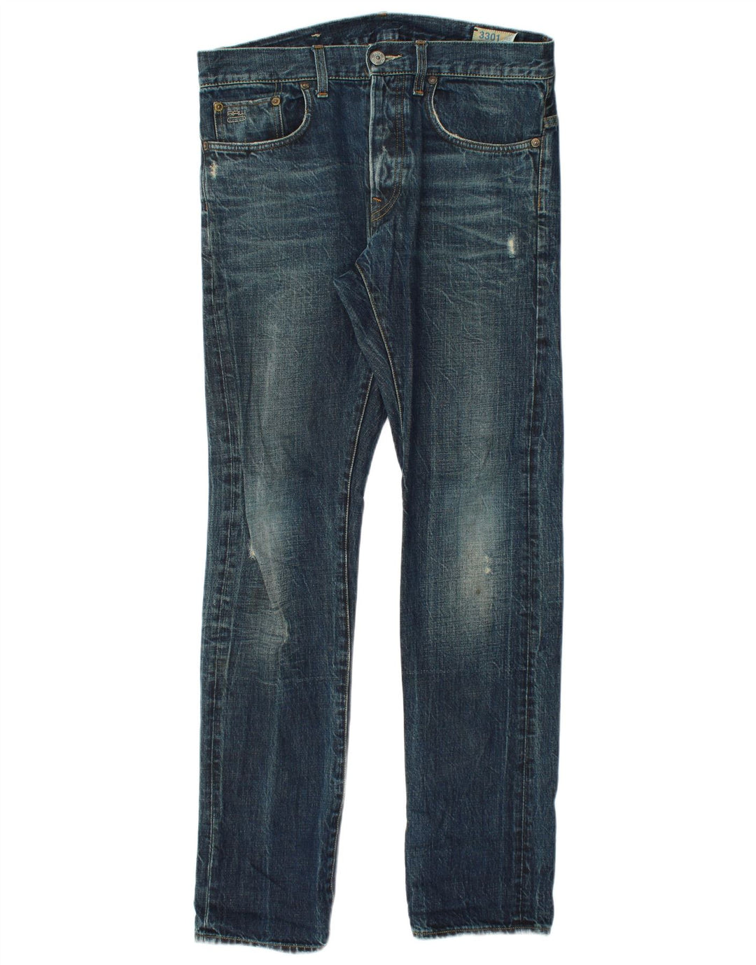 G-Star Herren Distressed Slim Jeans W33 L34 Blaue Baumwolle
