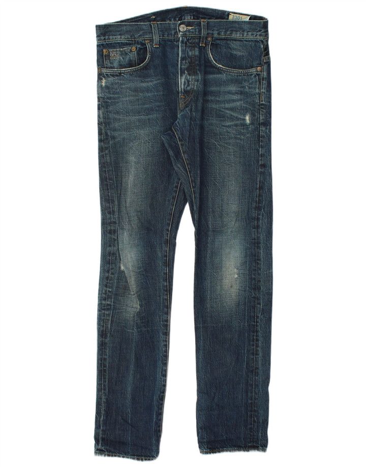 G-Star Herren Distressed Slim Jeans W33 L34 Blaue Baumwolle
