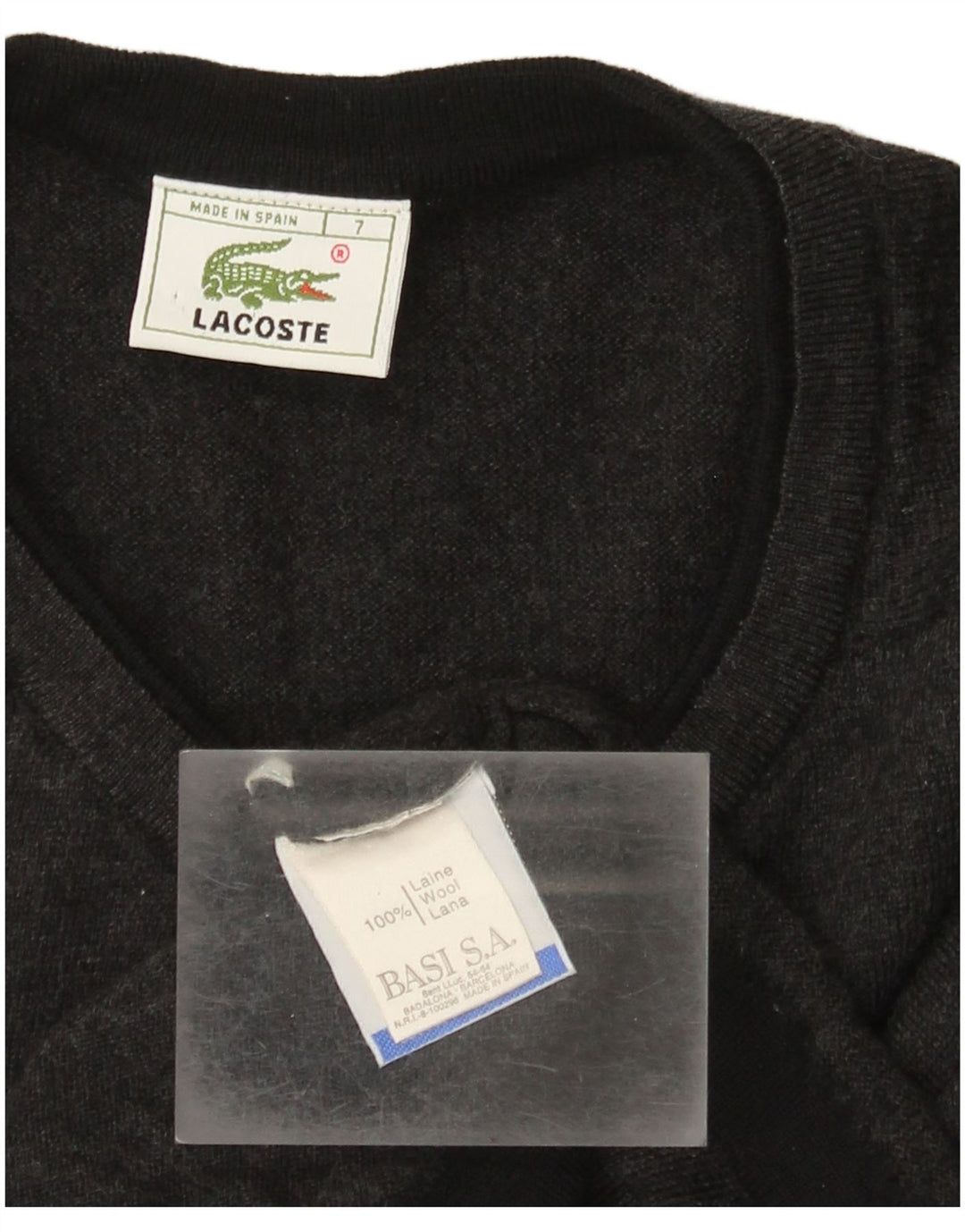 Lacoste Herren-Pullover mit V-Ausschnitt, Größe 7 2XL, graue Wolle