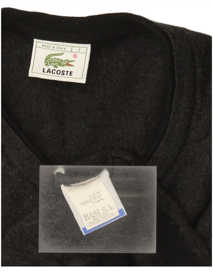 Lacoste Herren-Pullover mit V-Ausschnitt, Größe 7 2XL, graue Wolle