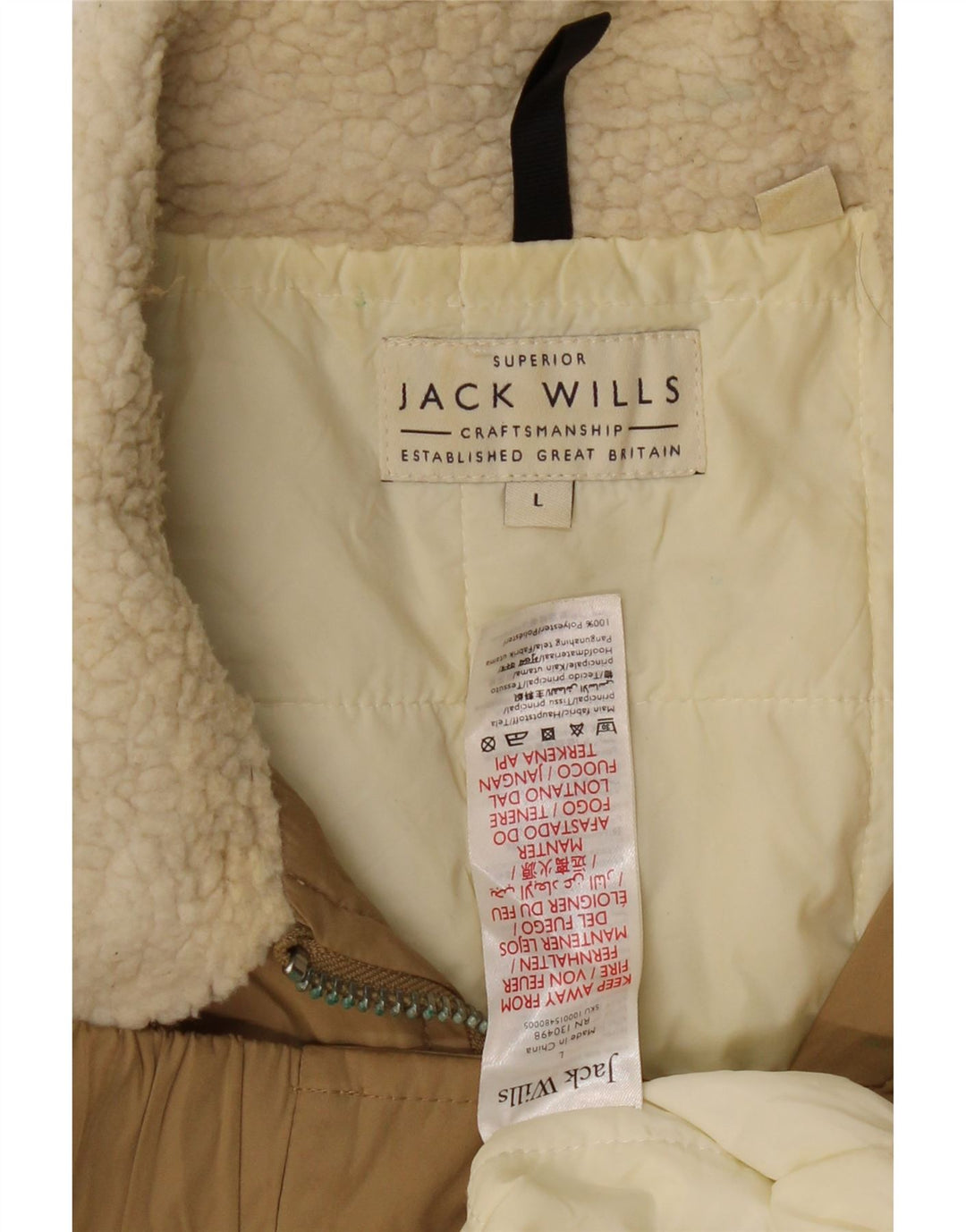 Jack Wills Herren Bomberjacke UK 40 Large Beige Polyester