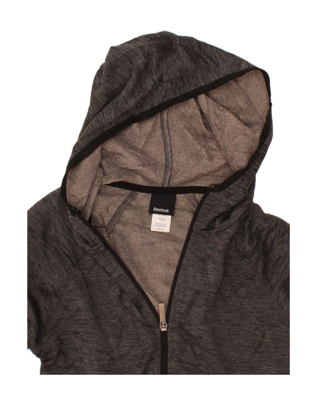 REEBOK Womens Zip Hoodie Sweater UK 10 Small Grey Polyester Vintage Reebok and Second-Hand Reebok from Messina Hembry 