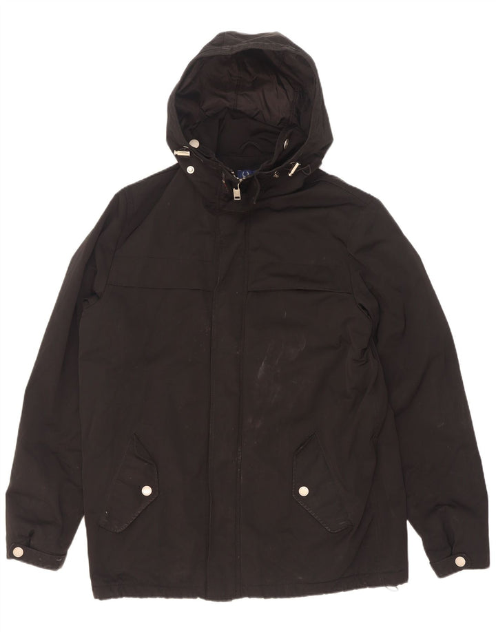 Fred Perry Herren-Windbreakerjacke mit Kapuze, UK 38, Mittelschwarzes Nylon