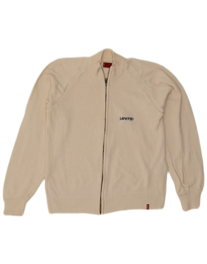 LEVI'S Damen-Strickjacke in Übergröße, Gr. 10, Größe S, cremefarbene Baumwolle