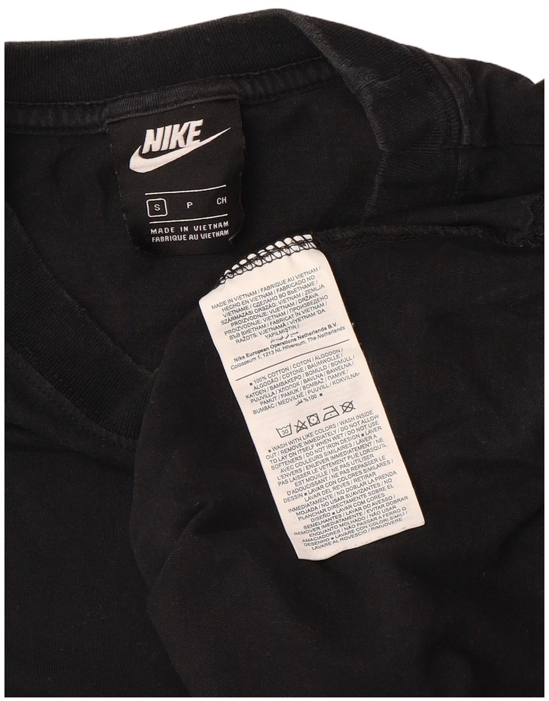 Nike Herren T-Shirt Top Small Schwarz Baumwolle