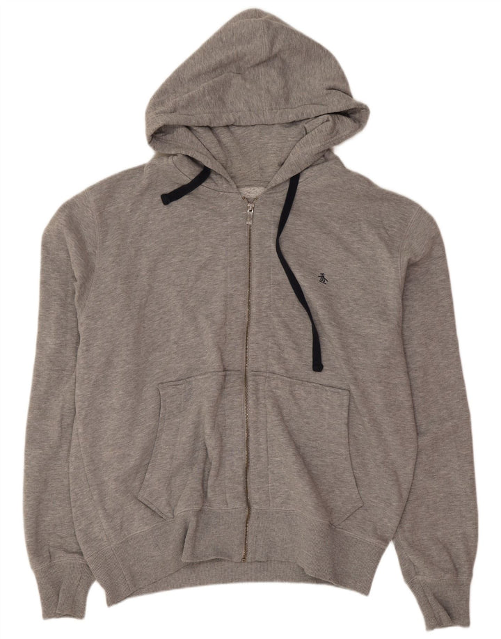 Penguin Herren-Kapuzenpullover mit Reißverschluss, 2XL, graues Polyester