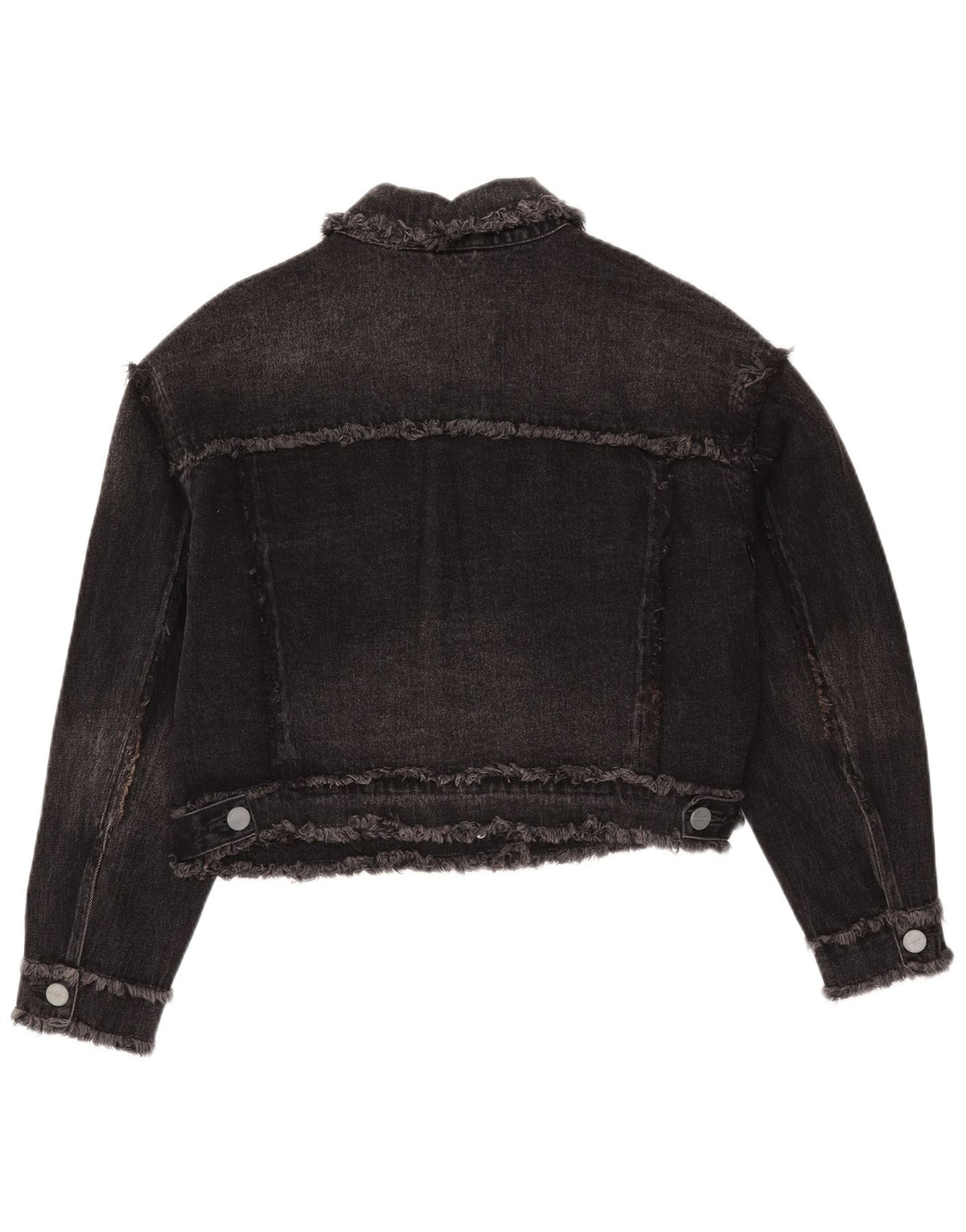 All Saints Crop-Oversize-Jeansjacke für Damen, UK 10, Größe S, Schwarz, Baumwolle