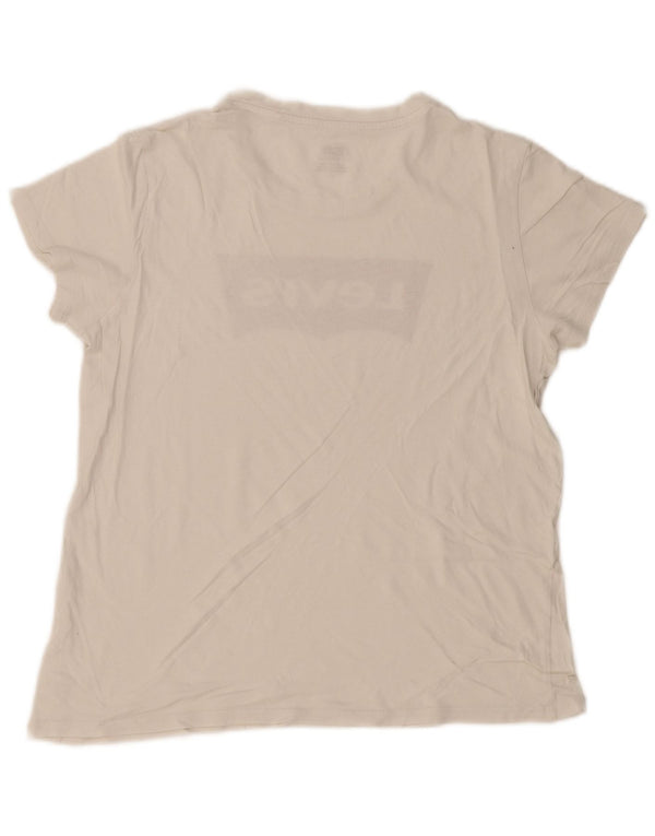 Levi's Damen Grafik-T-Shirt-Oberteil UK 14 Mittelweiß