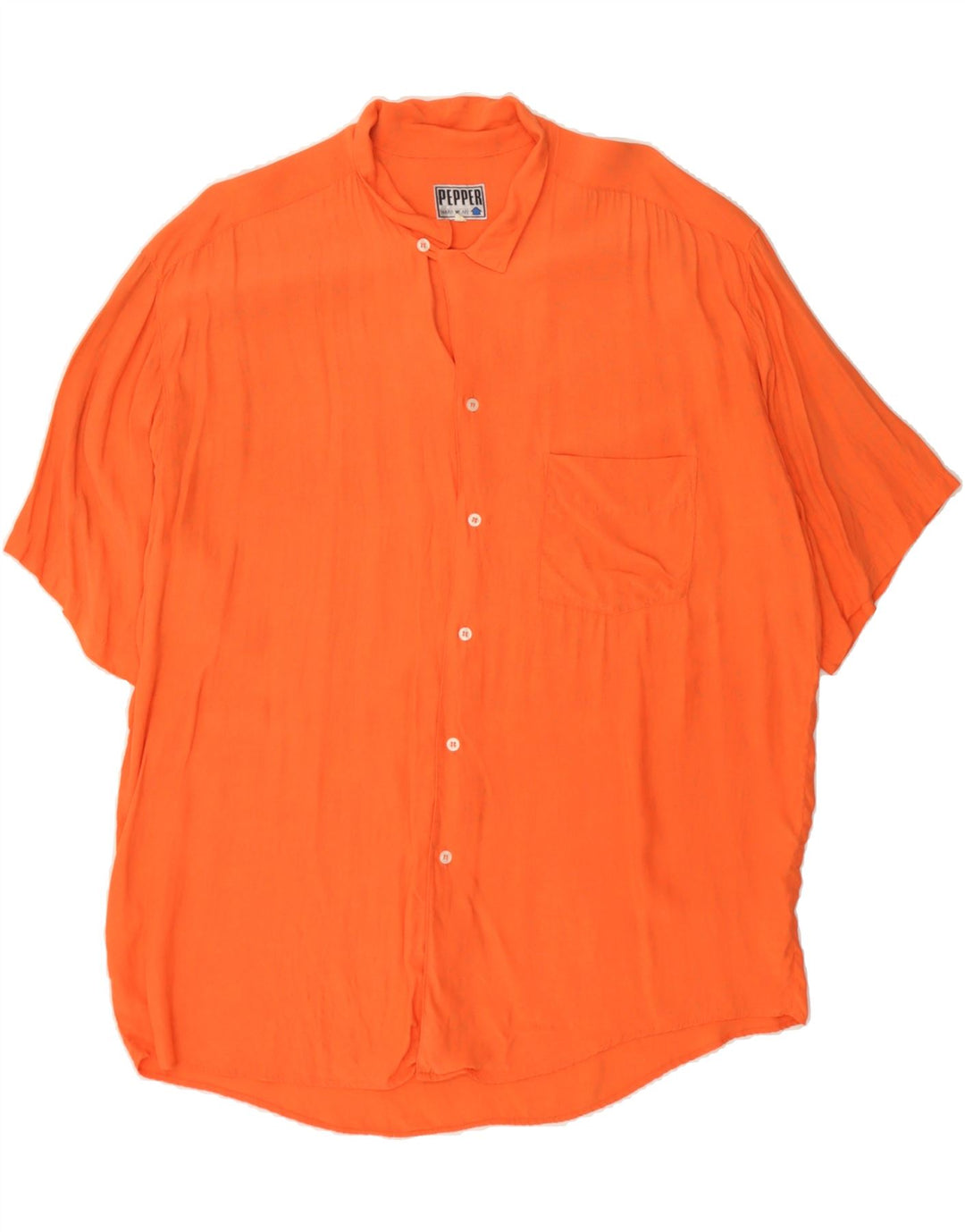 VINTAGE Mens Short Sleeve Shirt XL Orange Viscose Vintage Vintage and Second-Hand Vintage from Messina Hembry 