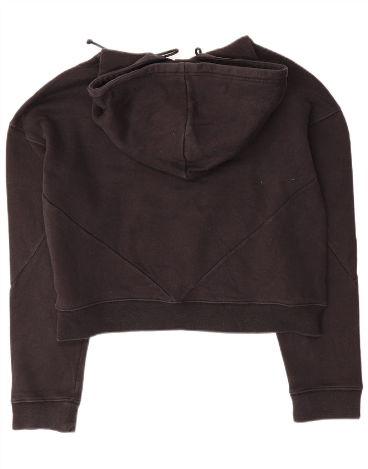 ADIDAS Womens Oversized Graphic Hoodie Pullover UK 10 Small Schwarz Baumwolle