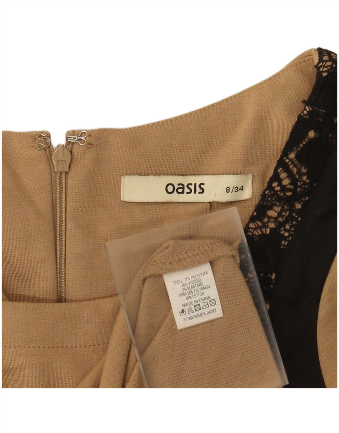 Oasis Damen Etuikleid UK 8 Small Braunes Colourblock-Polyester