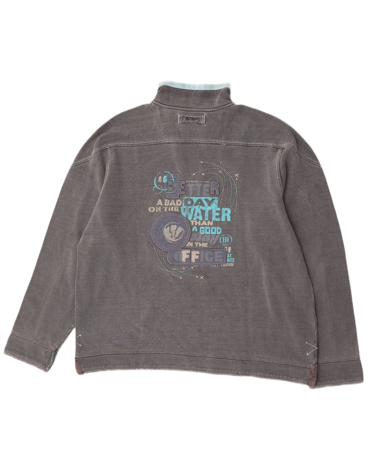 Fat Face Herren-Sweatshirt mit Reißverschluss am Hals, groß, aus grauer Baumwolle