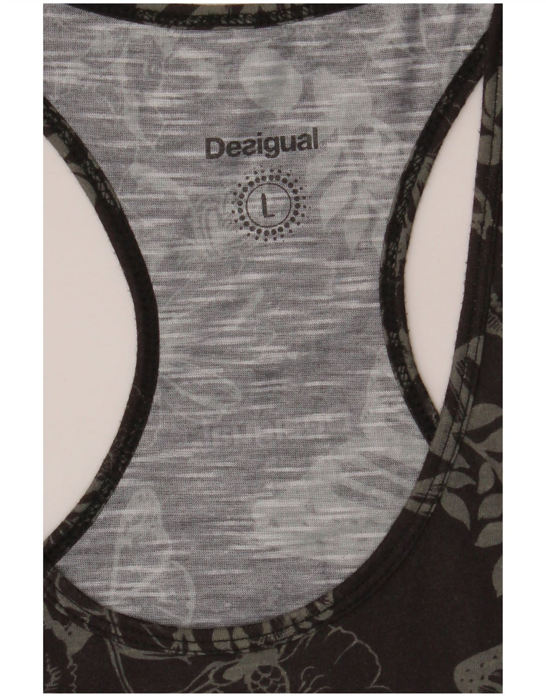 Desigual Womens Graphic Vest Top UK 14 Large Black Floral