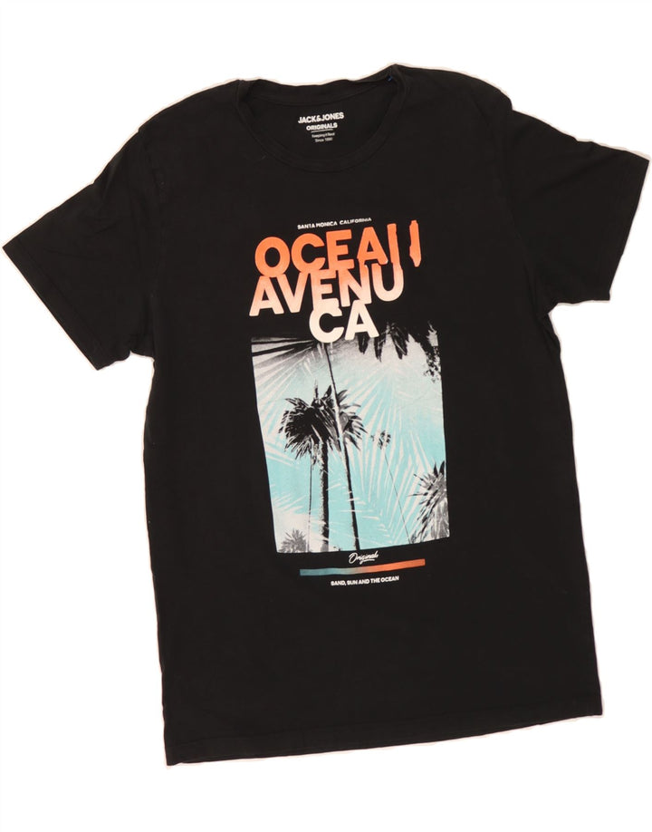 JACK & JONES Mens Graphic T-Shirt Top Large Black Cotton Vintage Jack & Jones and Second-Hand Jack & Jones from Messina Hembry 