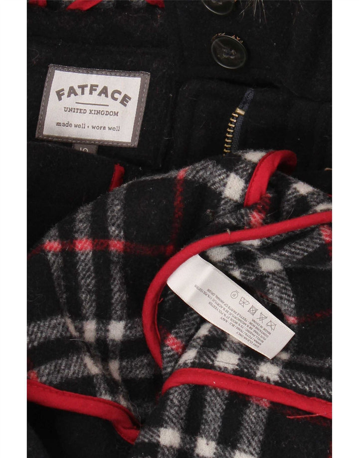 Fat Face Damen-Dufflecoat mit Kapuze, UK 10, Größe S, marineblaue Wolle