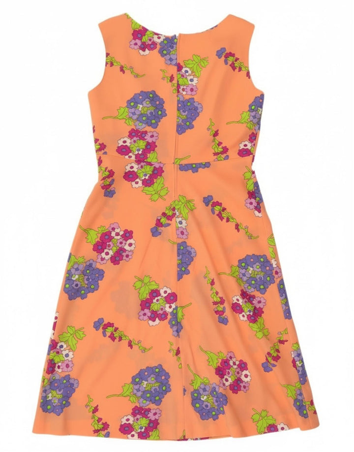 C & A Ärmelloses A-Linien-Kleid für Damen, EU 42, großes orangefarbenes Blumenmuster, Polyester