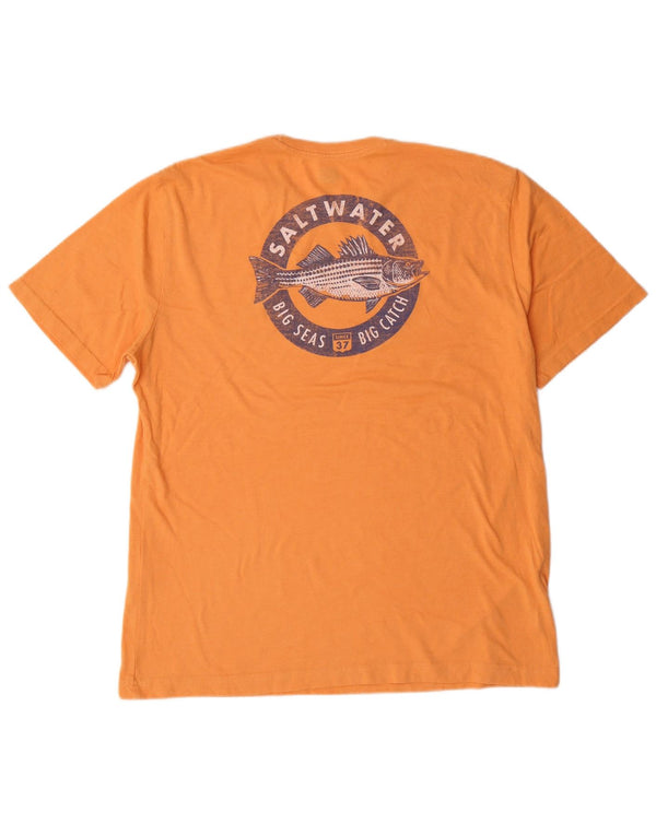 Izod Herren Salt Water Relaxed Fit Graphic T-Shirt Top Large Orange Cotton