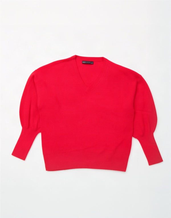Marks & Spencer Damen-Pullover in Übergröße mit V-Ausschnitt, Gr. 10, Größe S, Rosa