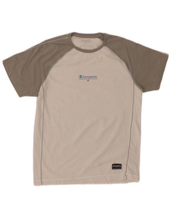 CHAMPION Damen T-Shirt Top UK 14 Large Weiß Colourblock