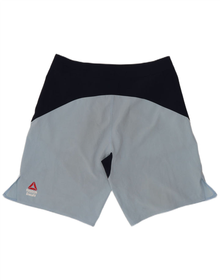 Reebok Herren-Badeshorts mit Grafik, mittelblaues Colourblock-Nylon