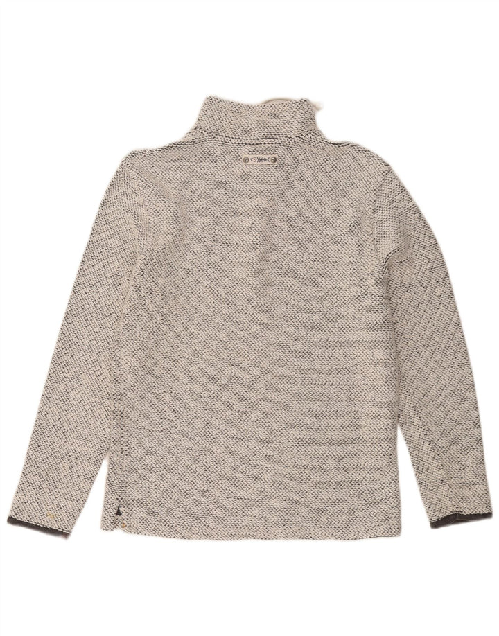 Weird Fish Herren-Sweatshirt mit Reißverschluss am Hals, klein, grau gefleckte Baumwolle