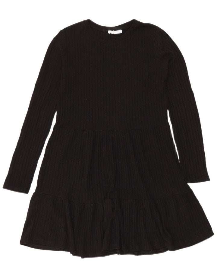 Zara Damen Strickkleid mit Stufen, UK 12, Mittelschwarz