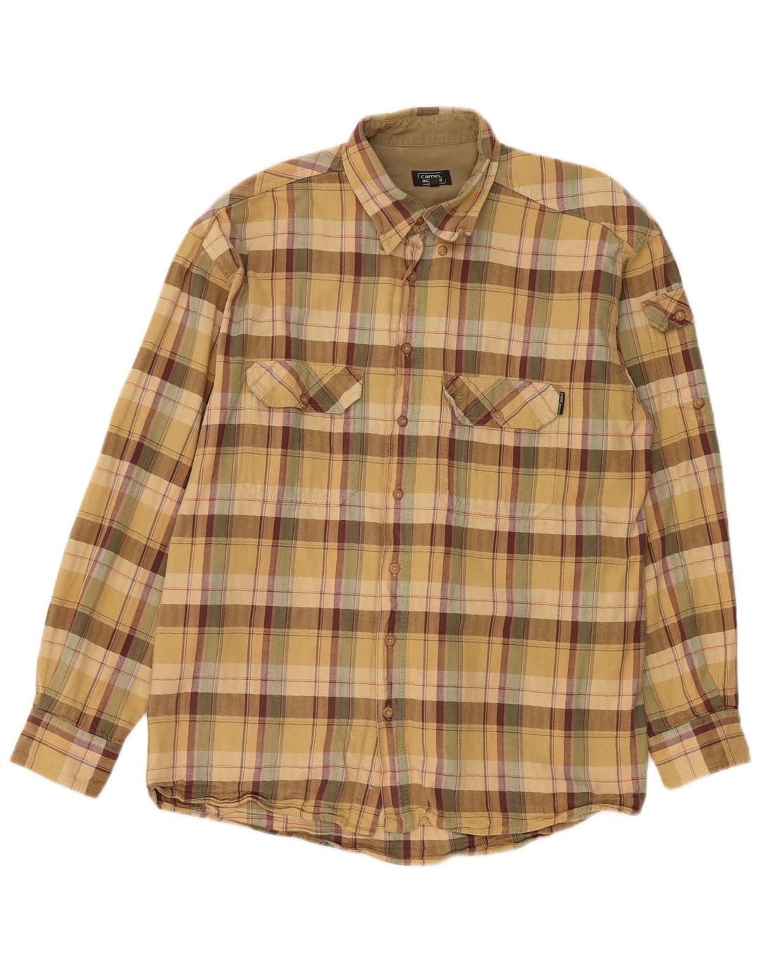 Camel Active Herren-Flanellhemd, groß, beige kariert