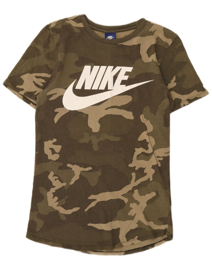Nike Herren-T-Shirt mit Grafik, Größe S, Khaki, Camouflage, Baumwolle
