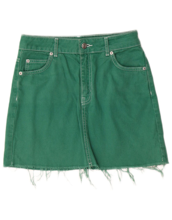 Topshop Damen Jeansrock UK 8 Small W26 Grüne Baumwolle