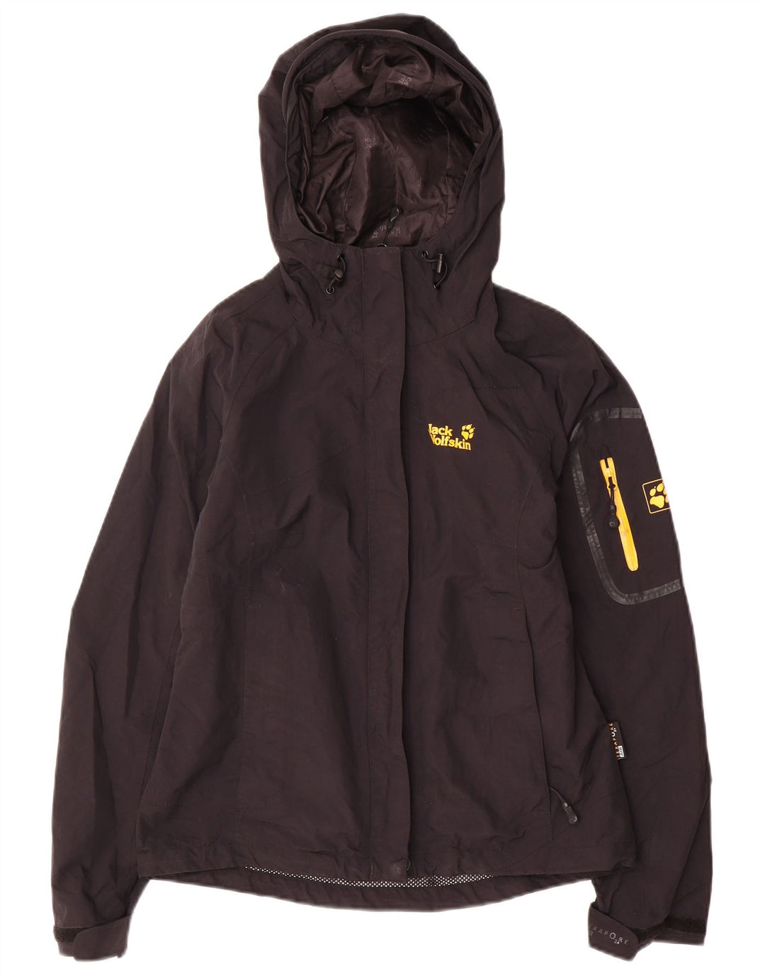 Jack Wolfskin Damen Regenjacke mit Kapuze, UK 8, Small, Schwarz, Polyamid