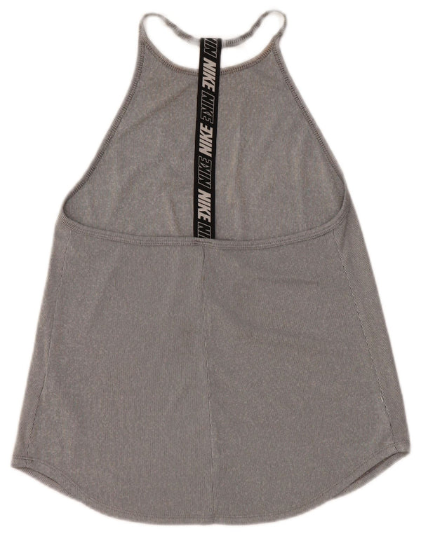 Nike Damen Dri Fit Grafik-Weste-Oberteil UK 8 Small Graues Colourblock-Polyester