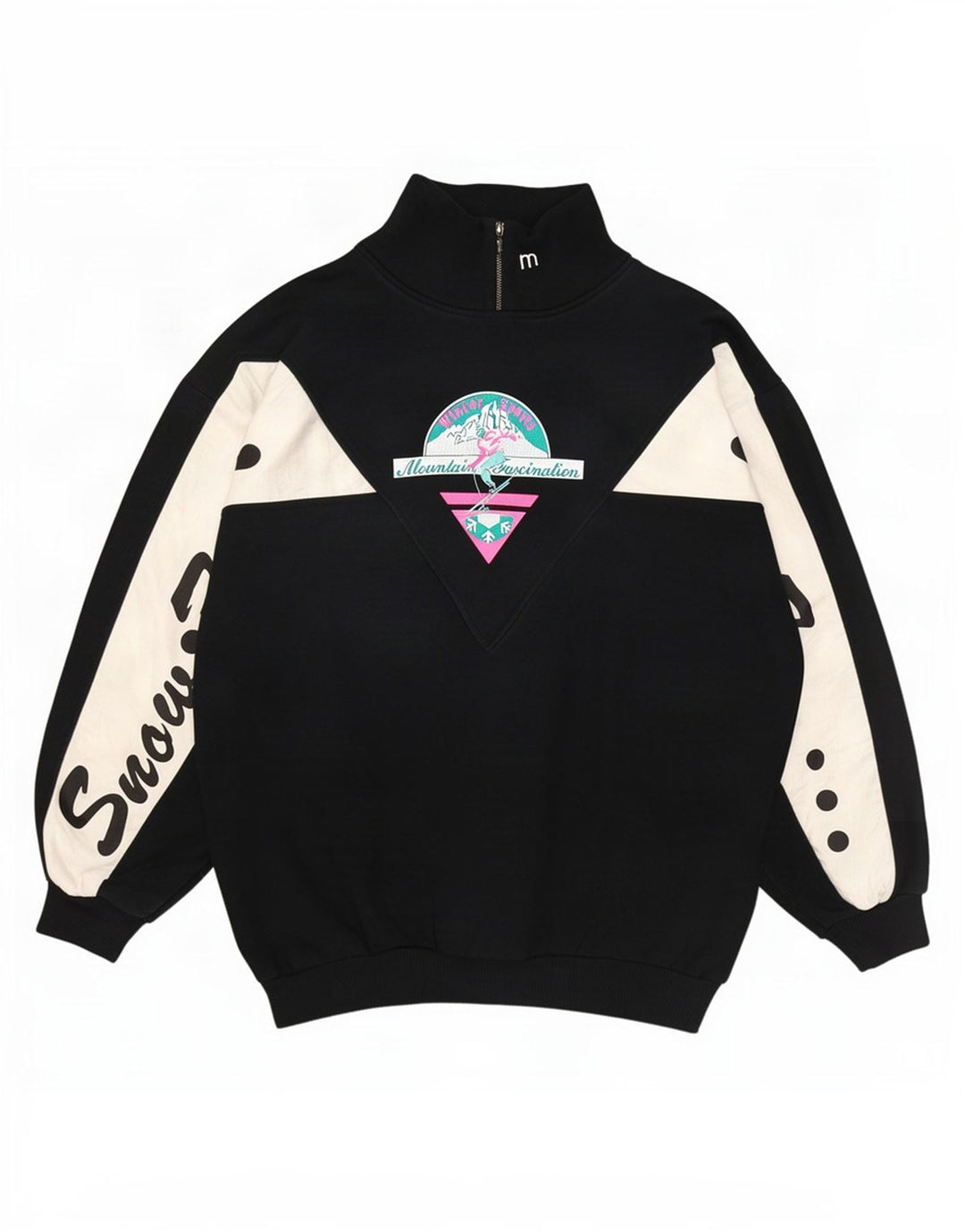 Maser M Damen-Sweatshirt mit Grafik, US 8, mittelschwarz, Farbblock