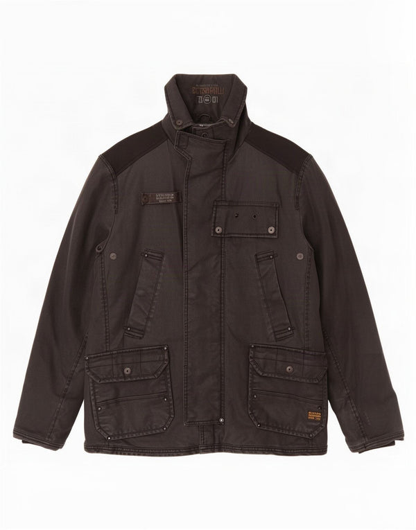 G-Star Mens Windbreaker Jacket UK 42 XL Black Cotton