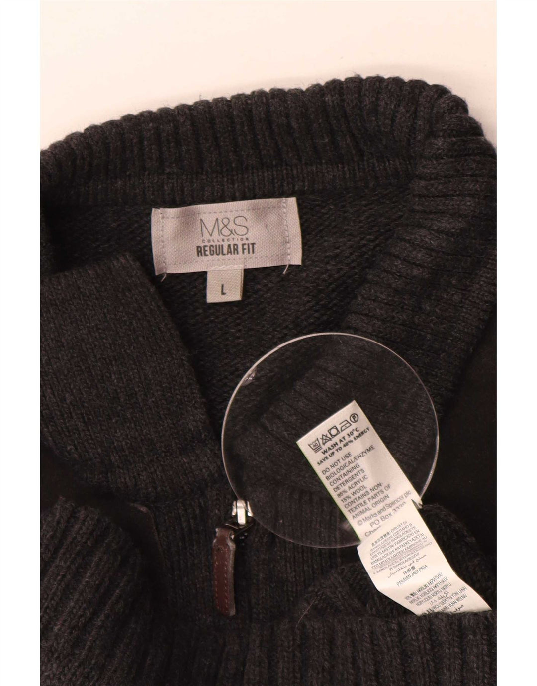 Marks & Spencer Herren-Cardigan mit normaler Passform, großes graues Acryl