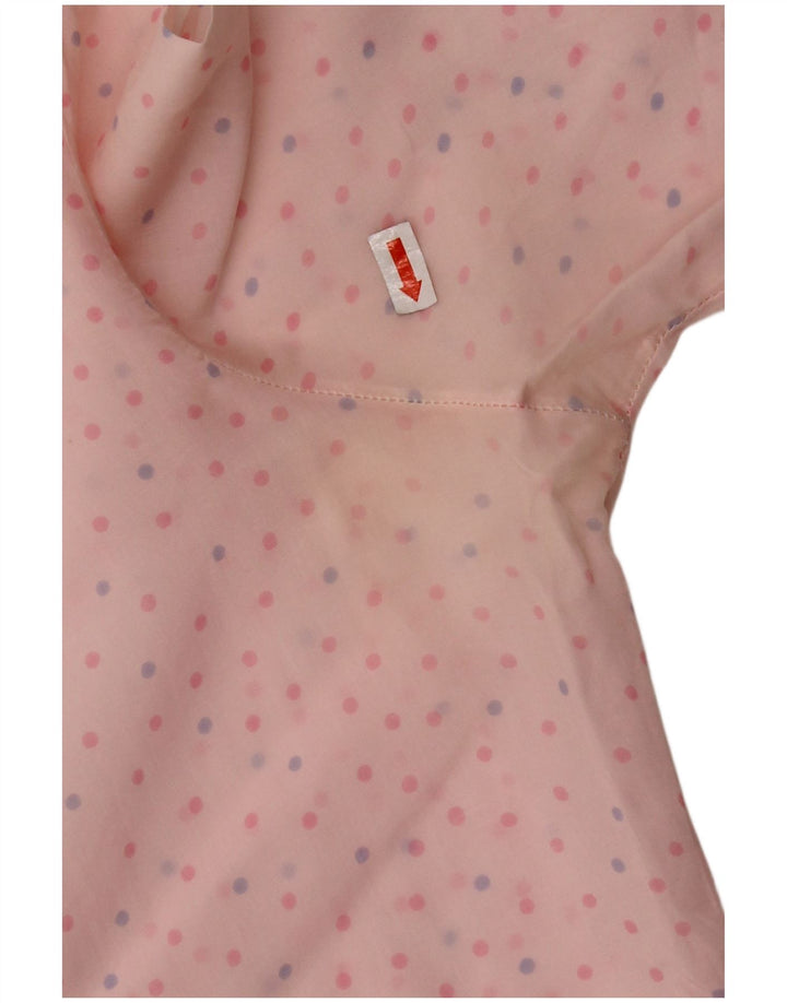 VINTAGE Damen Hemdbluse IT 46 Large Pink Spotted