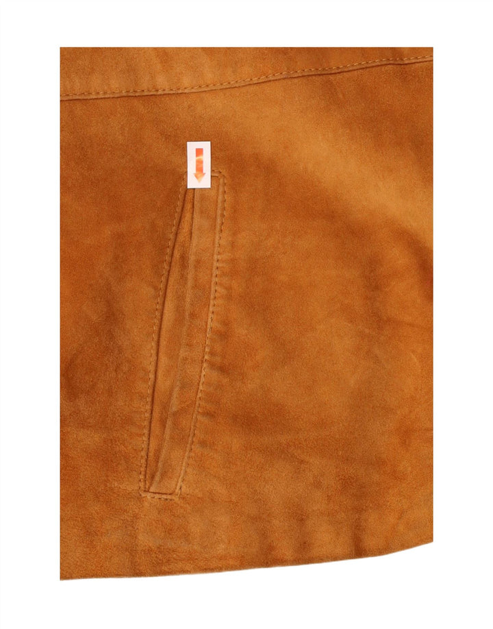 Vintage Damen 2-Knopf-Wildleder-Blazerjacke UK 8 Small Beige