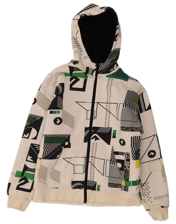 Quiksilver Jungen-Kapuzenpullover mit grafischem Reißverschluss, 15–16 Jahre, weiß, geometrisch