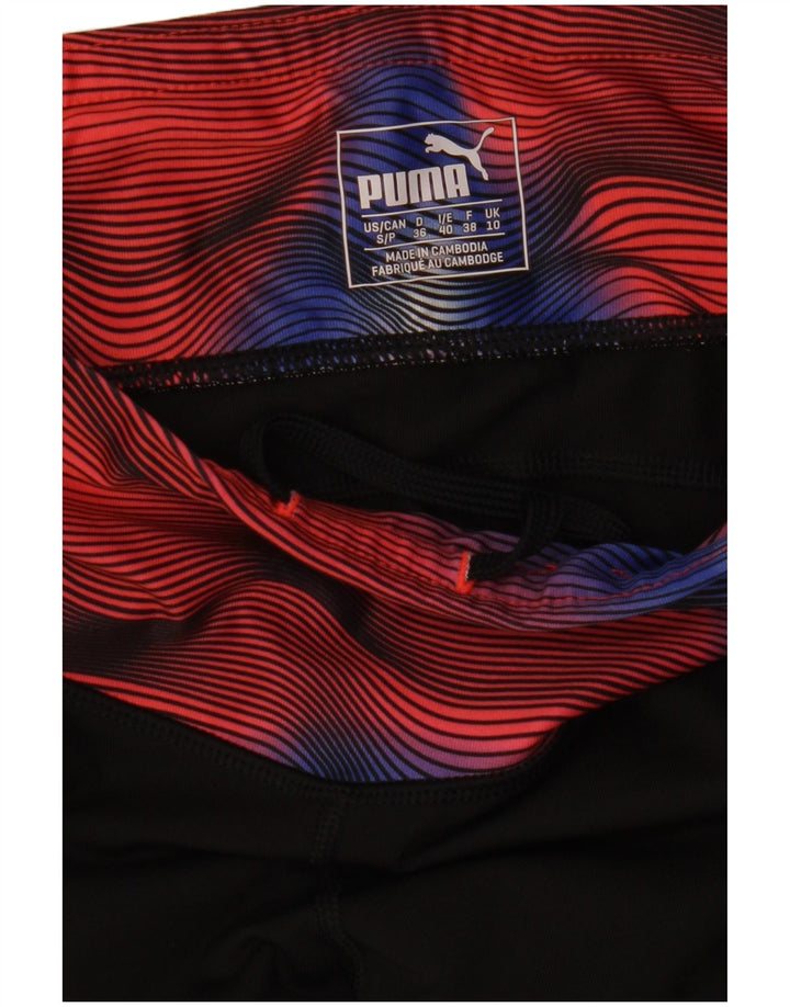 Puma Damen-Leggings mit abstraktem Muster, UK 10, Größe S, Schwarz, Farbblock