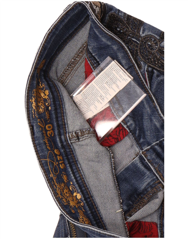 Desigual Damen Graphic Straight Jeans W30 L27 Blaue Baumwolle