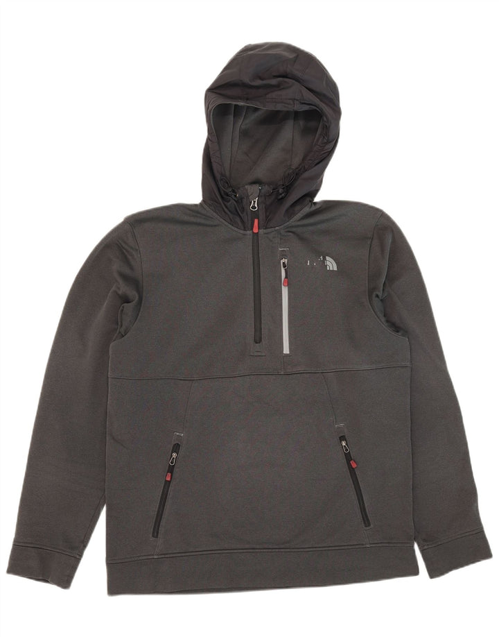 The North Face Herren-Kapuzenpullover mit Reißverschluss am Hals, mittelgraues Polyester