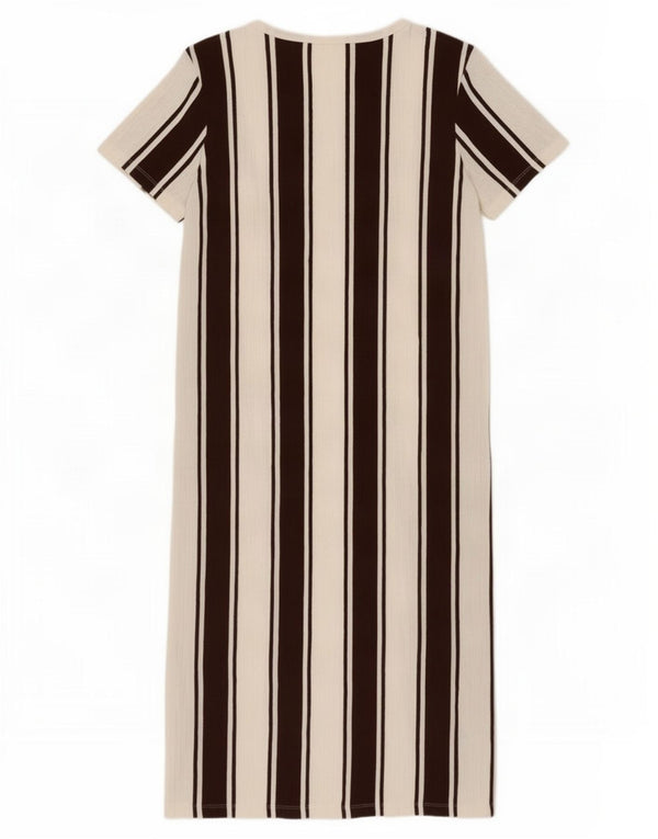 Zara Damen Trafaluc T-Shirt-Kleid UK 10 Small Braun gestreift Baumwolle