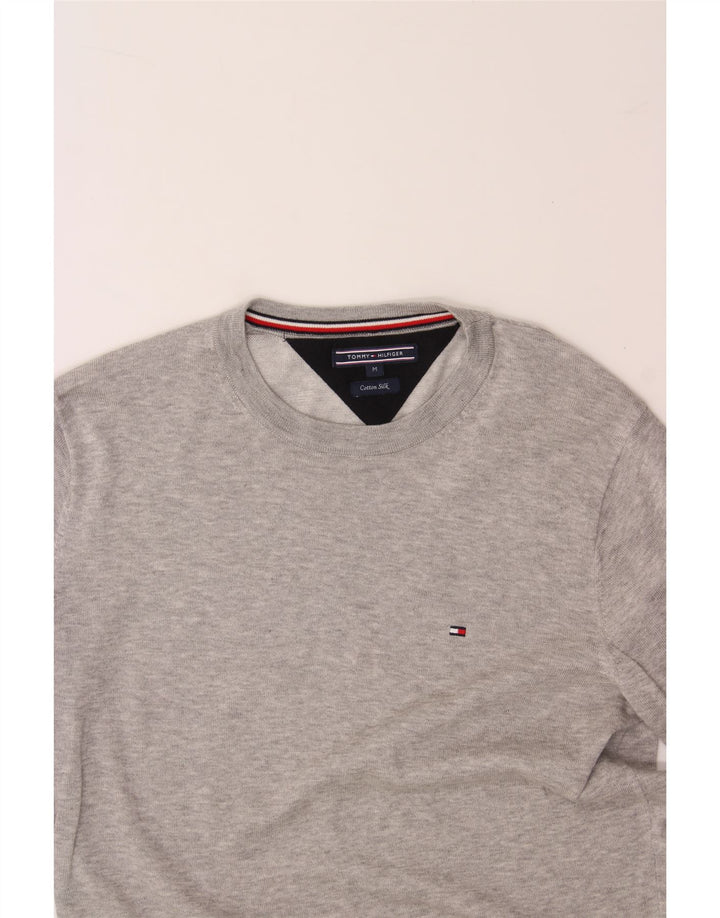 TOMMY HILFIGER Mens Crew Neck Jumper Sweater Medium Grey Cotton Vintage Tommy Hilfiger and Second-Hand Tommy Hilfiger from Messina Hembry 