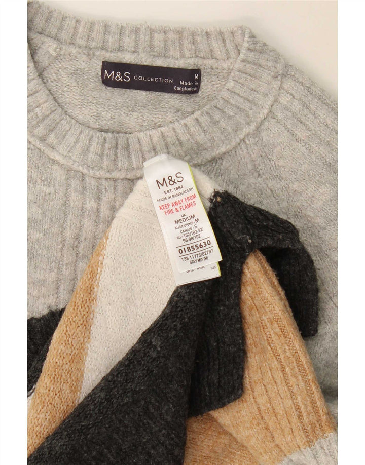Marks & Spencer Damen Pullover mit Rundhalsausschnitt, UK 14, Mittelgrau