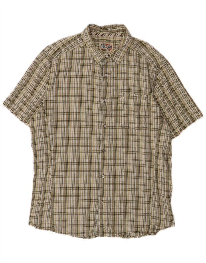 Wrangler Herren Kurzarmhemd XL Beige kariert Baumwolle
