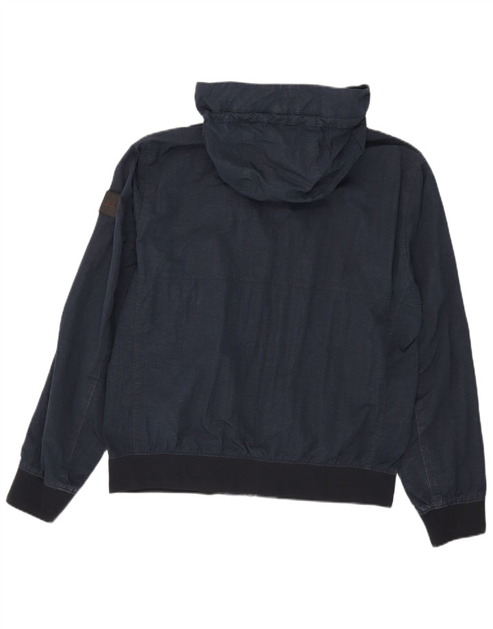 Hugo Boss Herren-Bomberjacke mit Kapuze, EU 48, mittelmarineblaues Polyamid