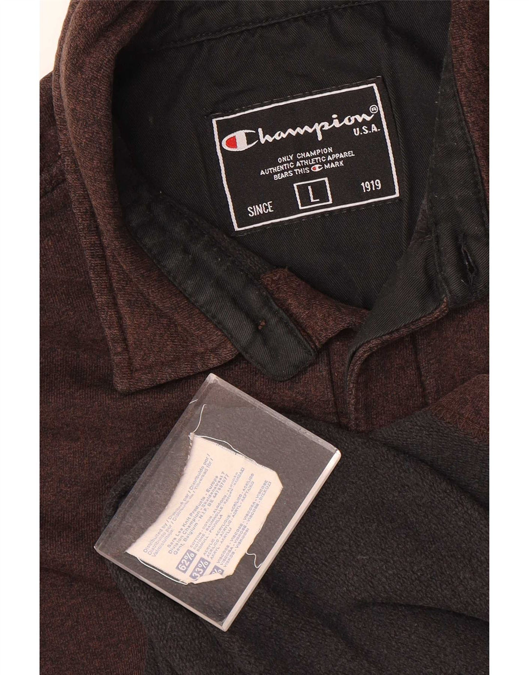 Champion Herren-Langarm-Poloshirt, große braune Baumwolle