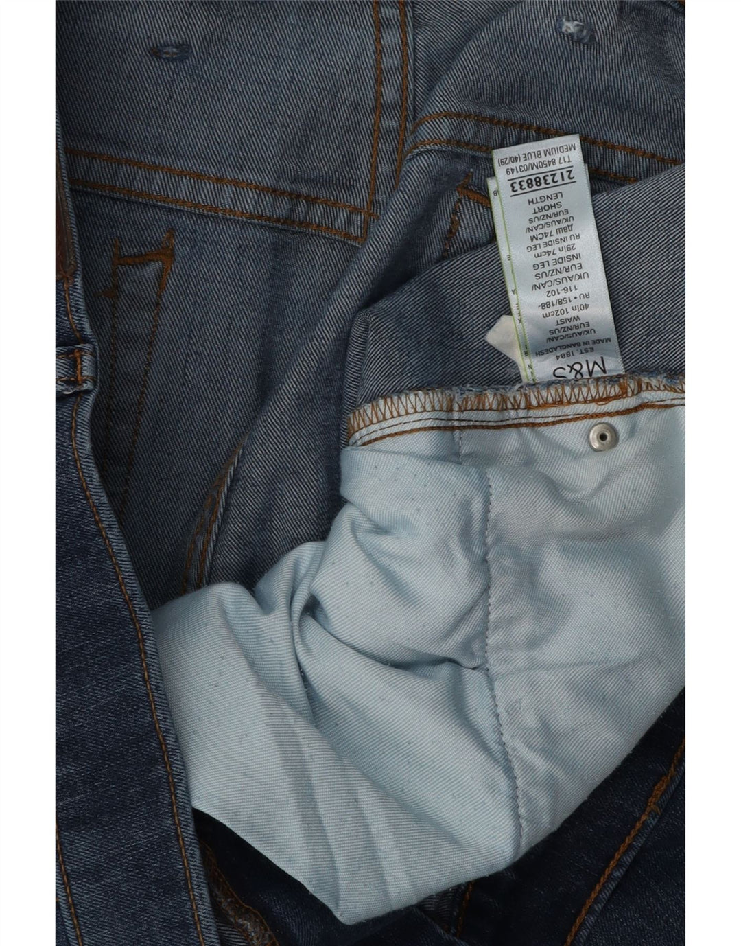 Marks & Spencer Herren Straight Jeans W40 L29 Blaue Baumwolle