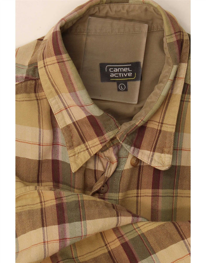 Camel Active Herren-Flanellhemd, groß, beige kariert