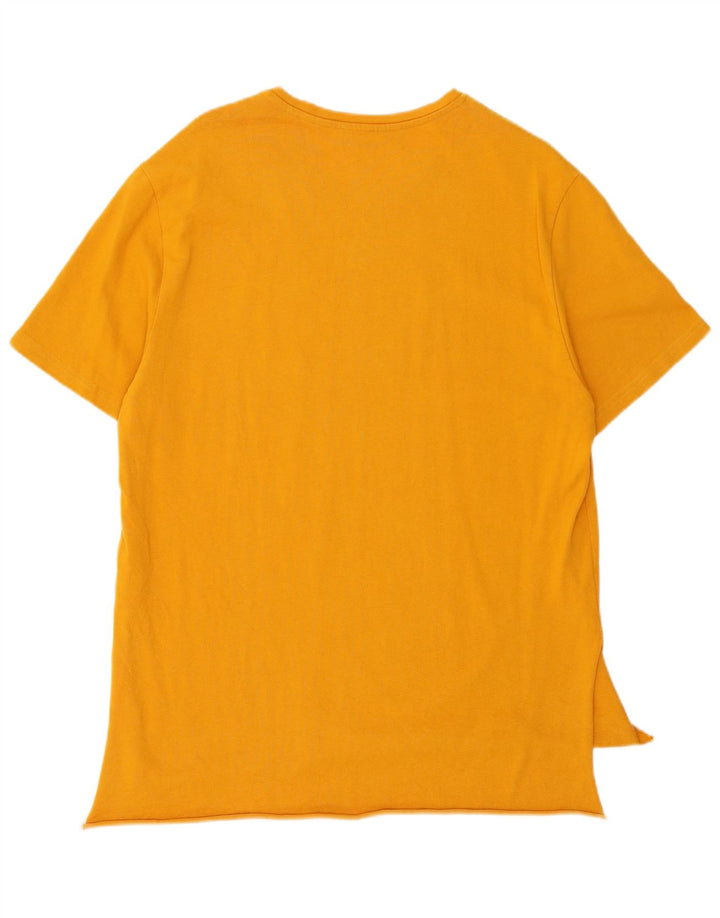 Benetton Damen Tunika-Oberteil UK 14 Mittelgelbe Baumwolle