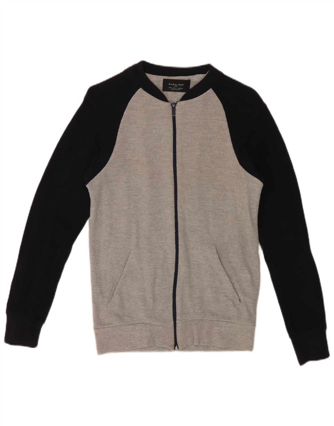 Zara Herren-Trainingsanzug, Oberteil, Jacke, Größe S, Grau, Colourblock-Baumwolle